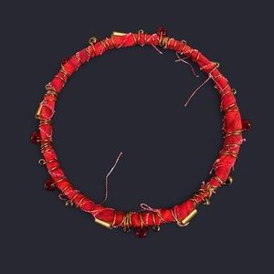 Fabric Wire Wrapped Bangle Bracelet